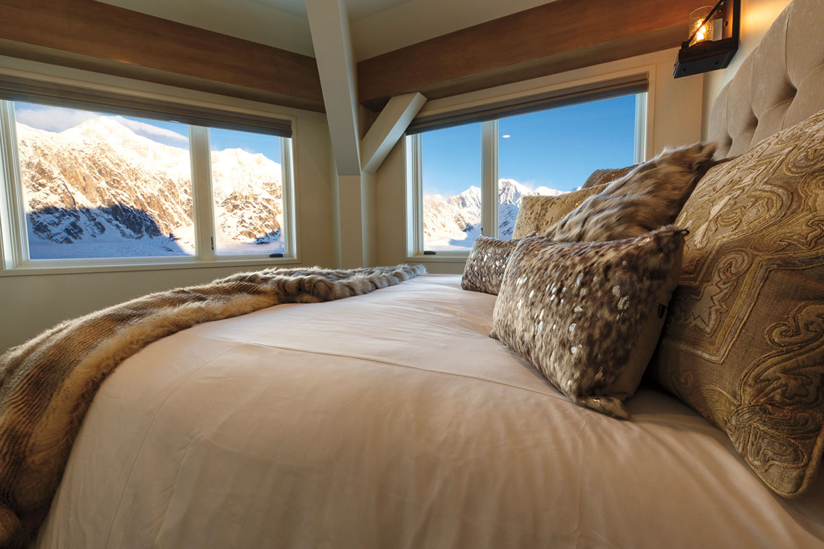 The view from a bedroom in The Sheldon Chalet, located in Denali National Park.
