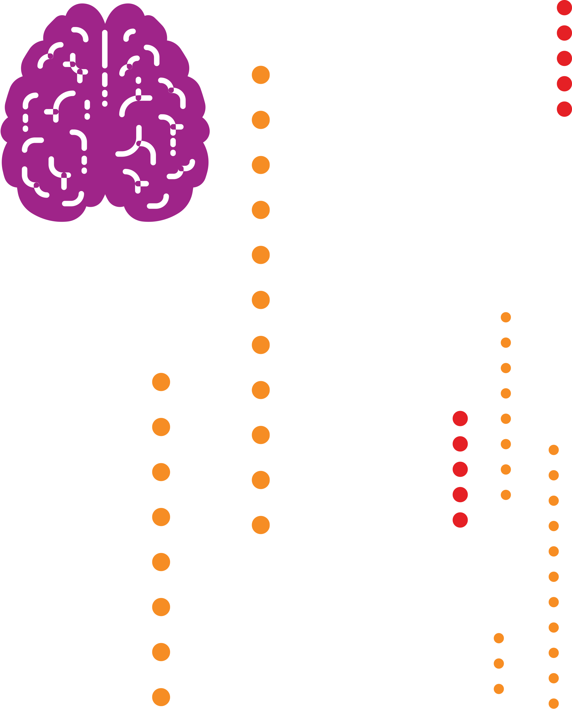 purple brain and orange dots illustration