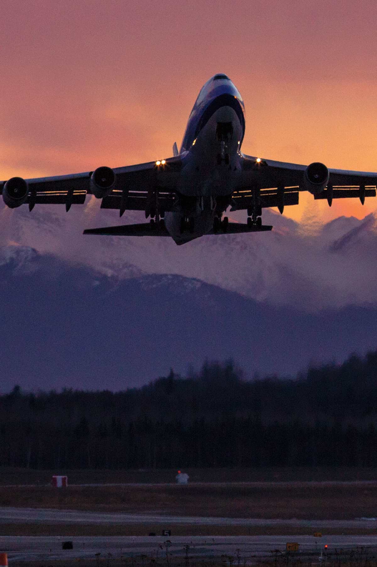 Plane taking off on the runway