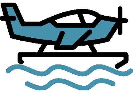 clipart of a blue Seaplane on water