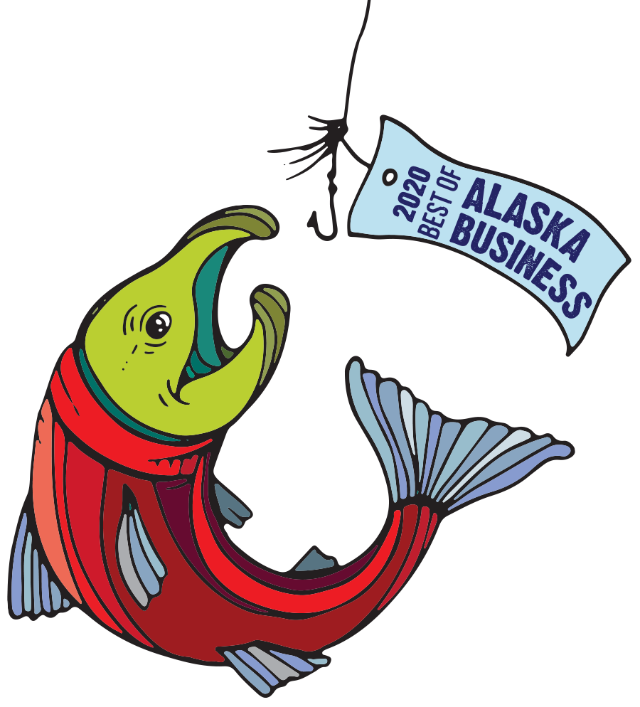 Illustration fish and 2020 Best of Alaska Business 