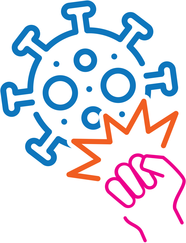 clipart of a fist punching the coronavirus