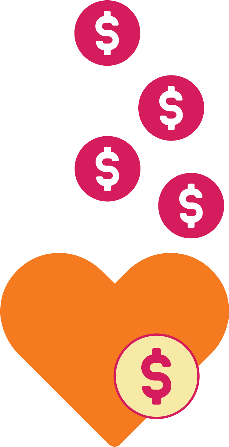 clipart apple and a dollar sign on a yellow circle