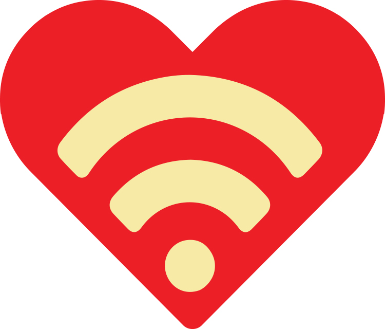 clipart heart with a wifi logo on it