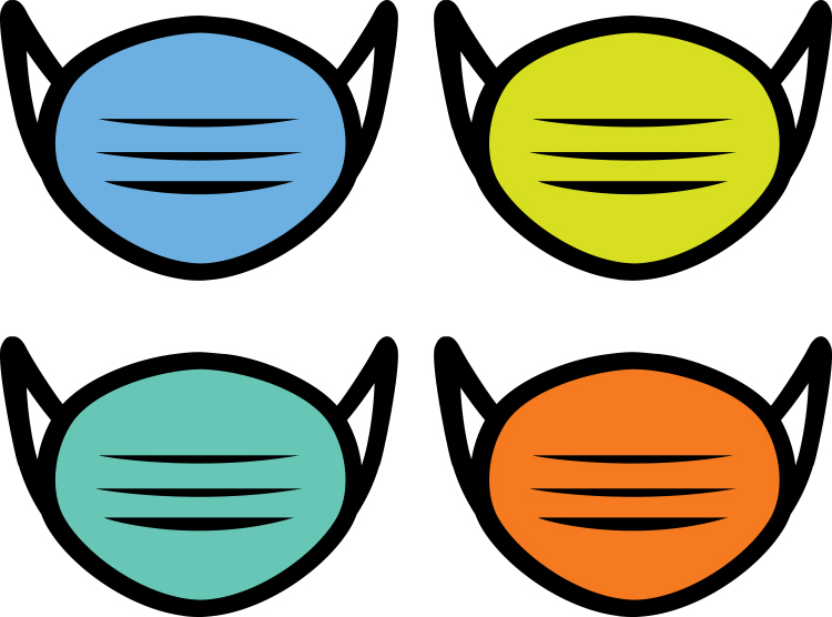 clipart of assorted colored masks