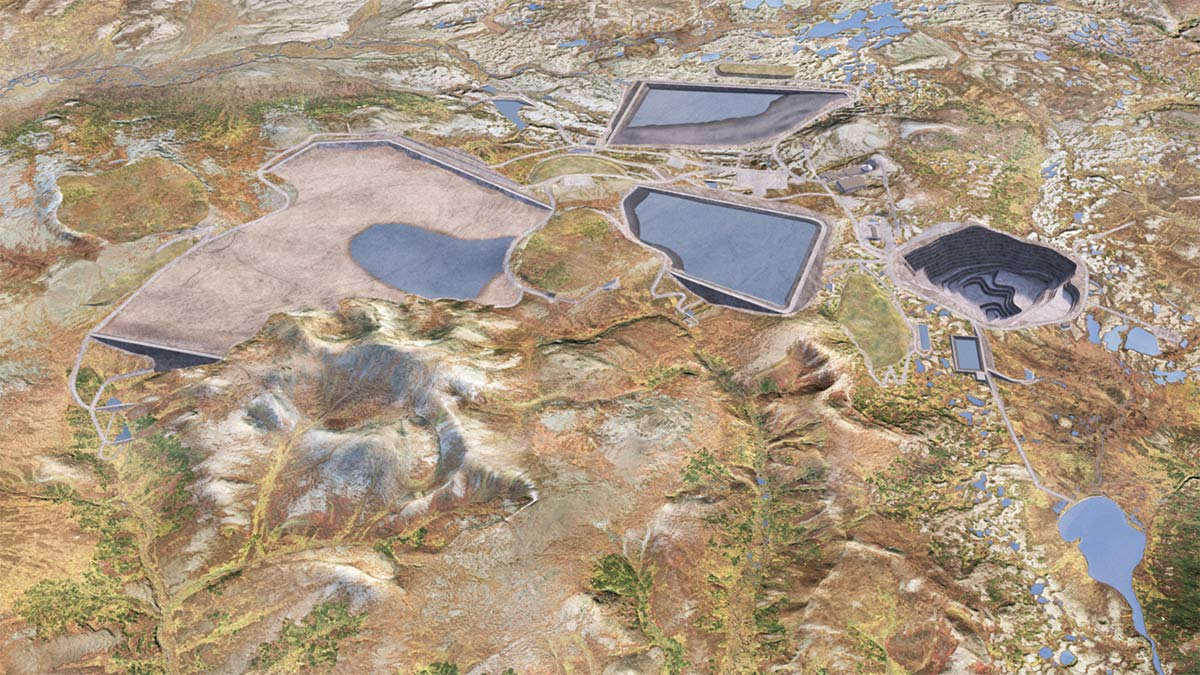 A rendering of the proposed Pebble Mine site.