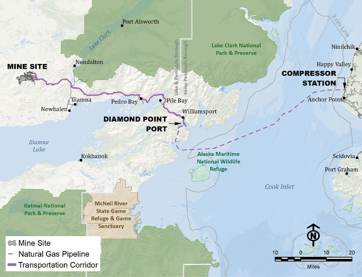 This map shows how the mine will be supplied with energy