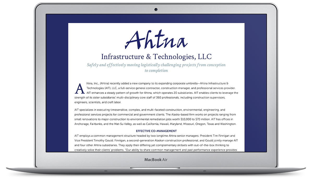 Ahtna Infrastructure & Technologies, LLC example