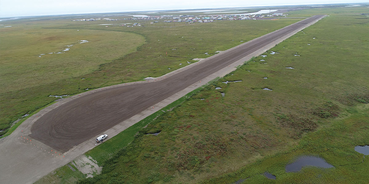 Nuiqsut Airport Improvements Aerial view of Nuiqsut Airport runway