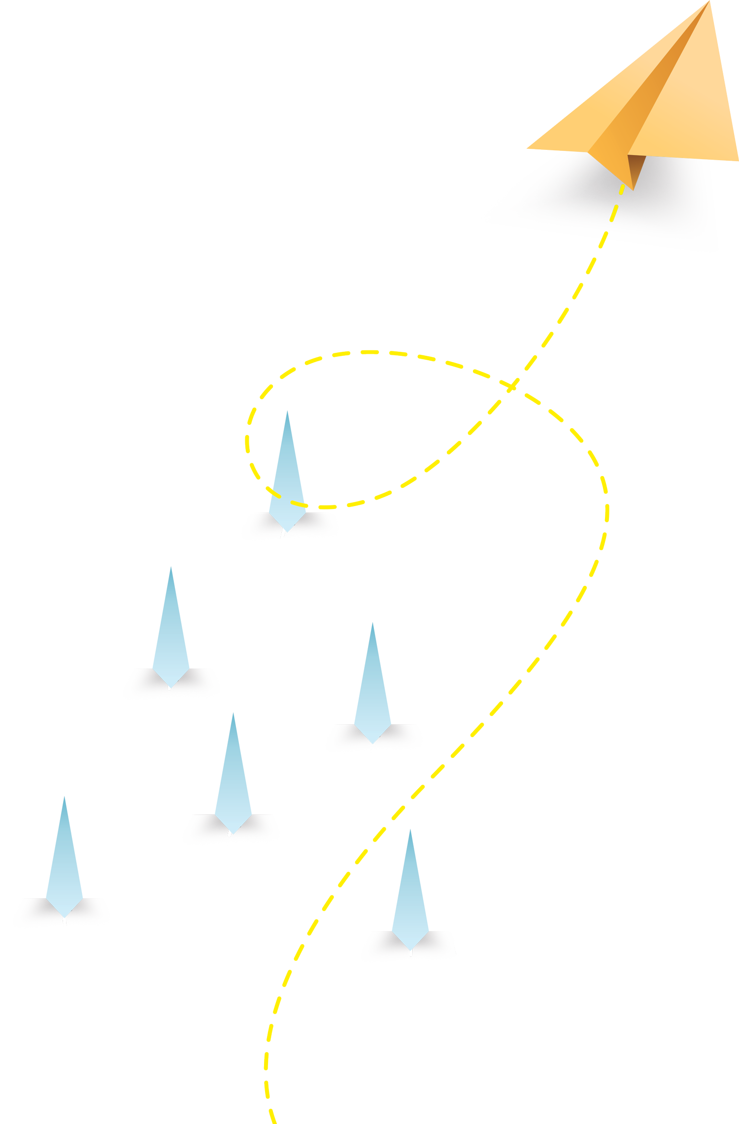 Illustration of paper airplanes flying