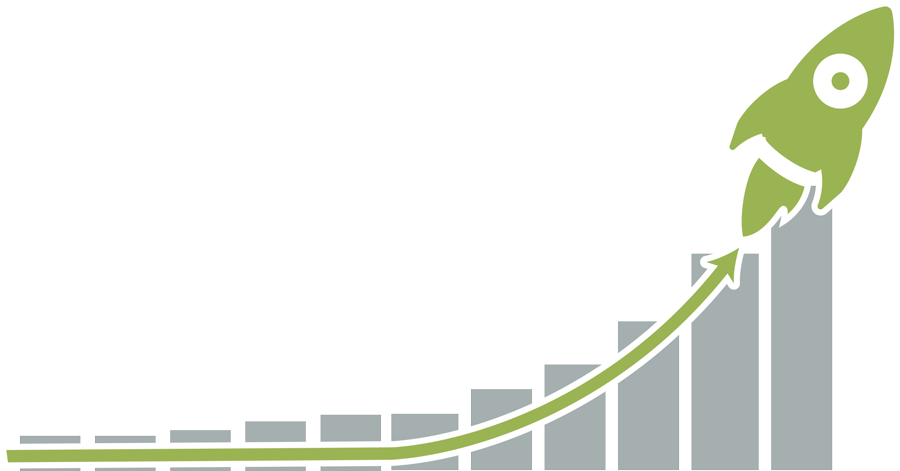 clipart of rocket climbing a bar graph