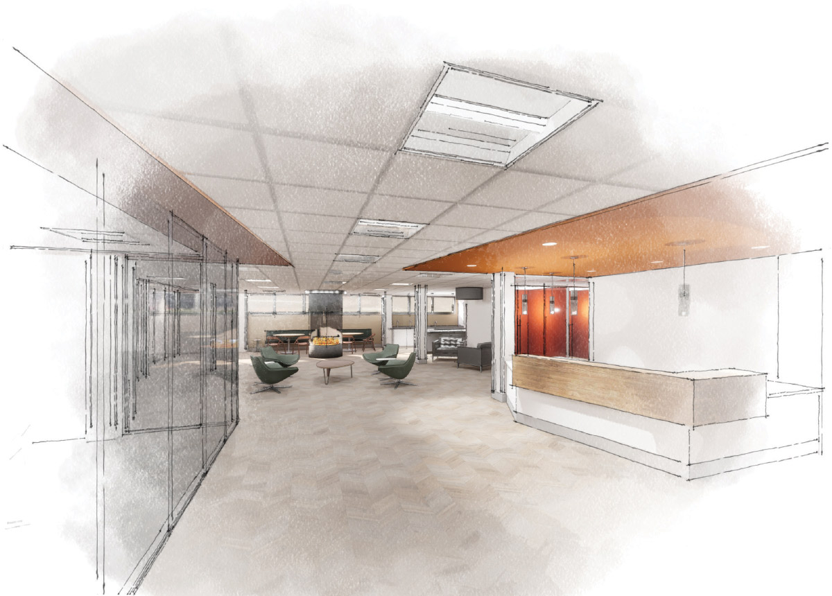 Open-concept office layouts illustration