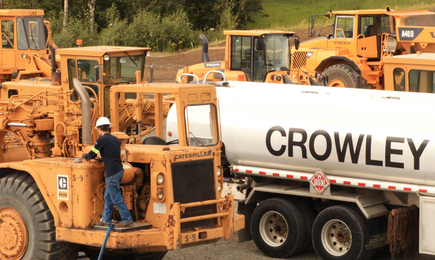 Crowley gasoline truck at a construction site