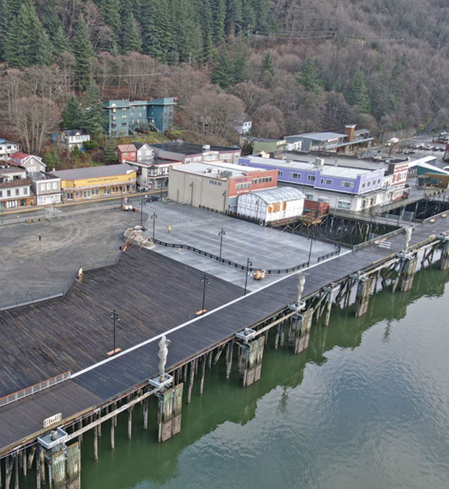 aerial view of Juneau port