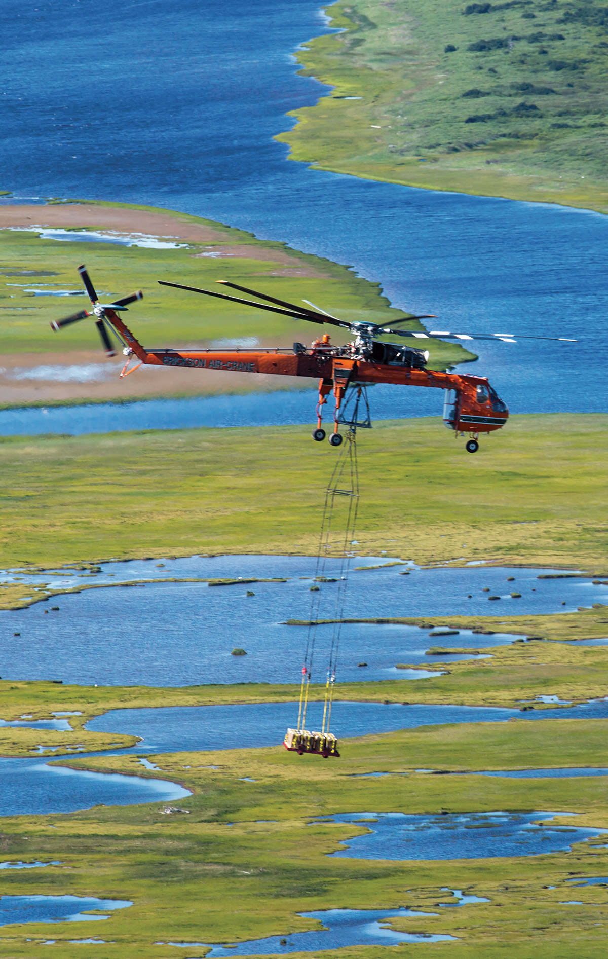 GCI moving cell tower equipment near Kotzebue using a helicopter