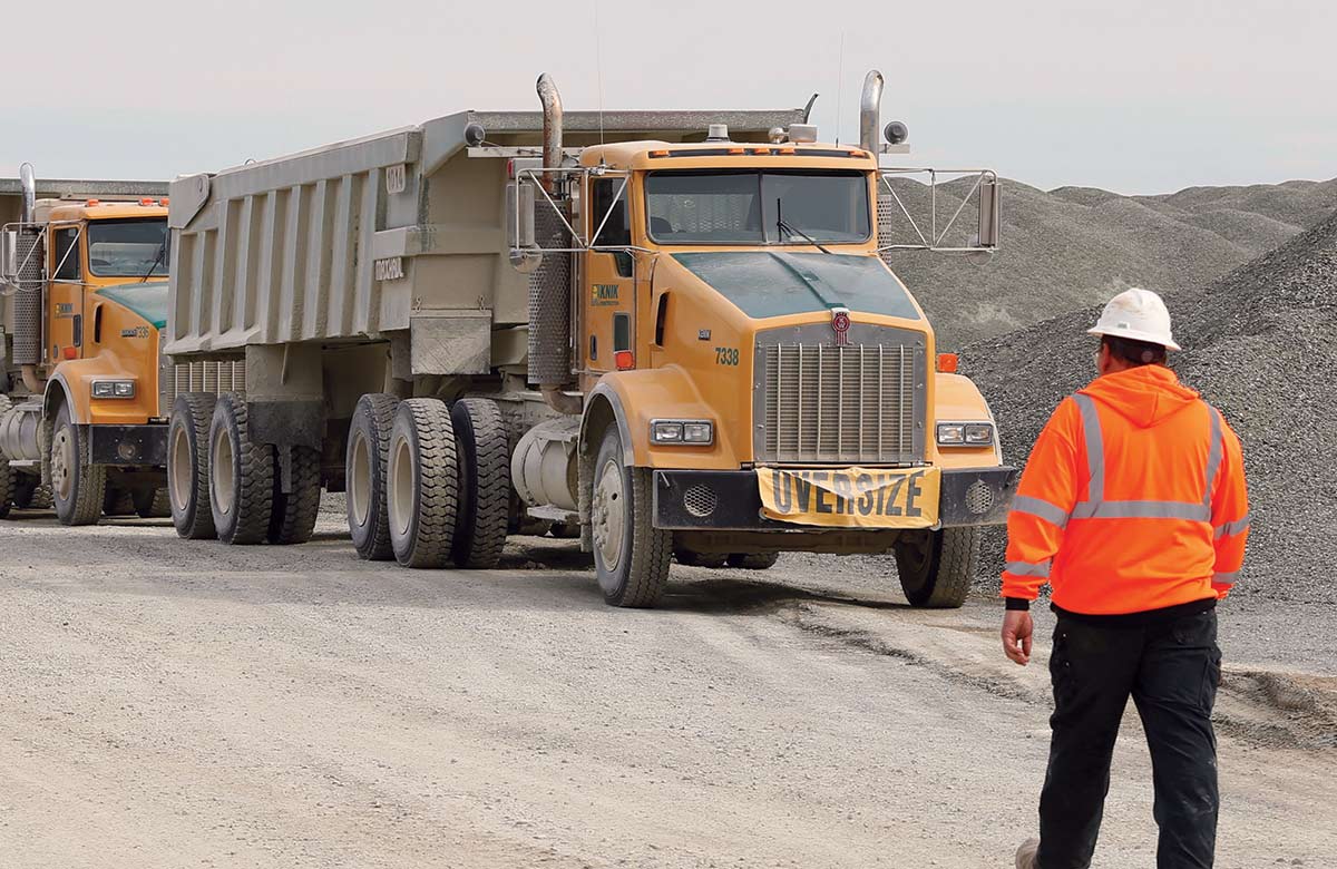 Knik Construction transporting gravel and other aggregate materials