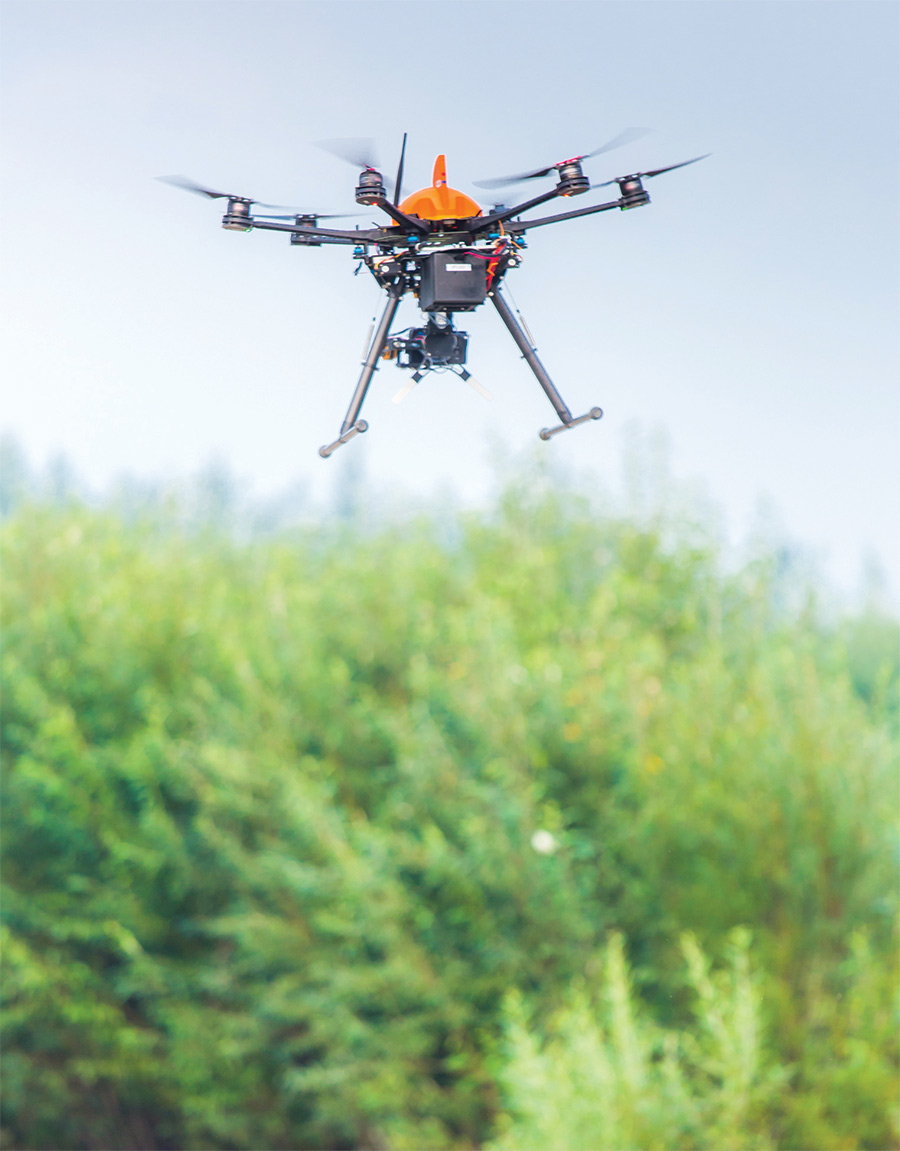 Unmanned aerial vehicle launches to collect video of important wildlife data as part of a collaboration between the Alaska Center for Unmanned Aircraft Systems Integration and the US Fish and Wildlife Service