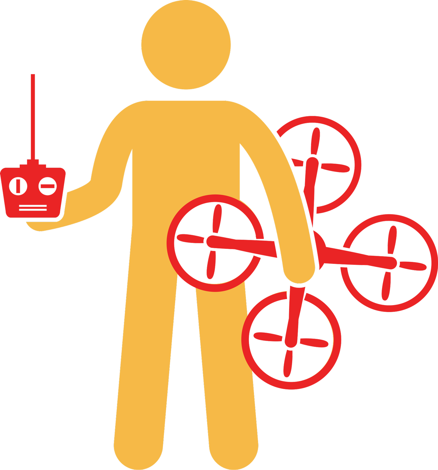 clipart of man holding a drone and a remote control