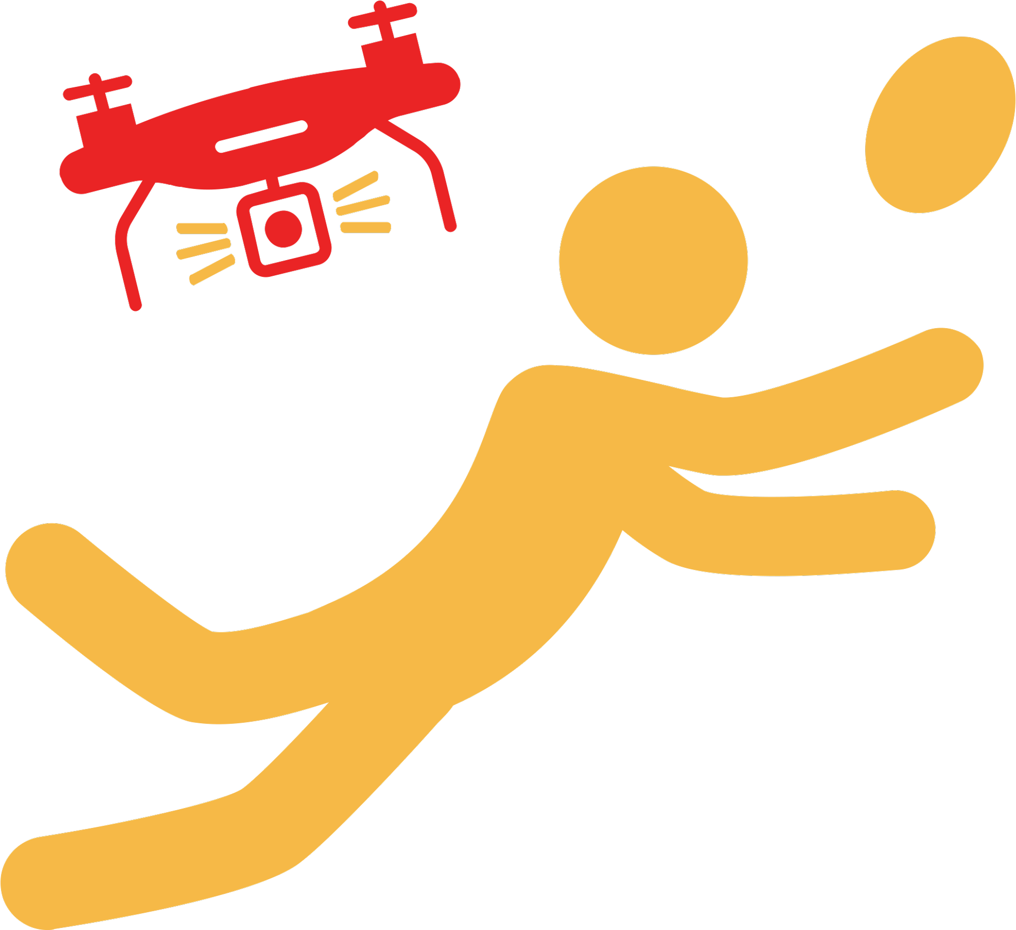 clipart of drone filming someone catching a rugby ball