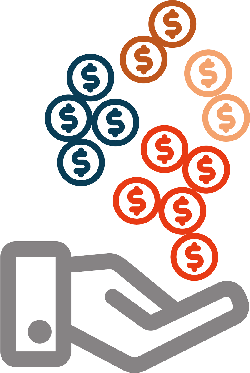 clipart of hand collecting coins