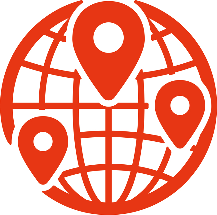 clipart of globe with location points