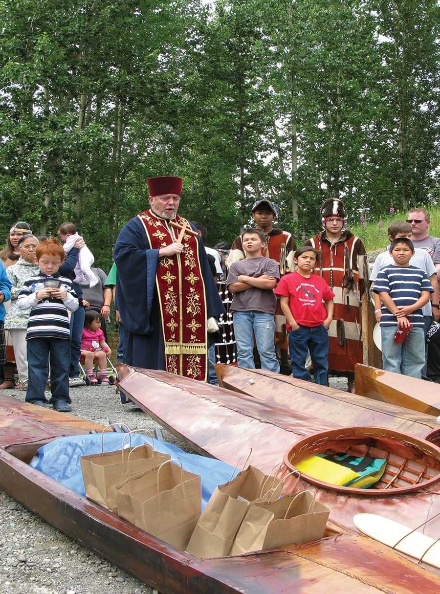 A group of individuals gather at a culture camp for a religious ceremony