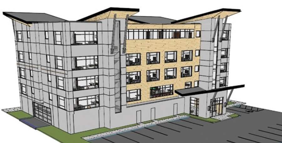 A digital rendering image of the Block 96 Flats project from The Anchorage Community Development Authority (ACDA)