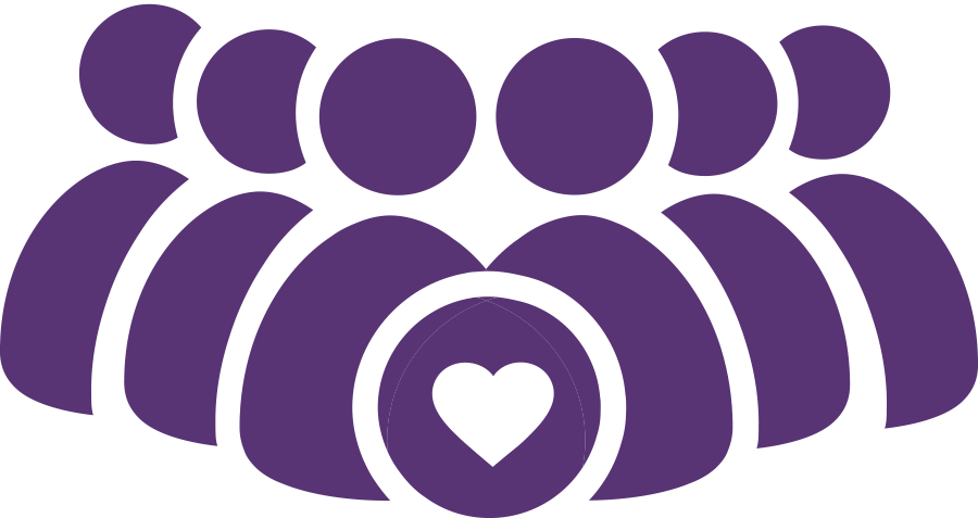 Clipart of a group of silhouettes surrounding a heart