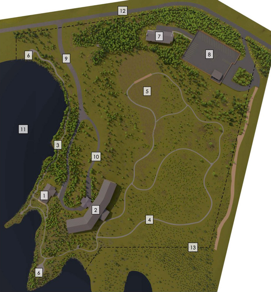 Design concept art and layout for the entire site plan