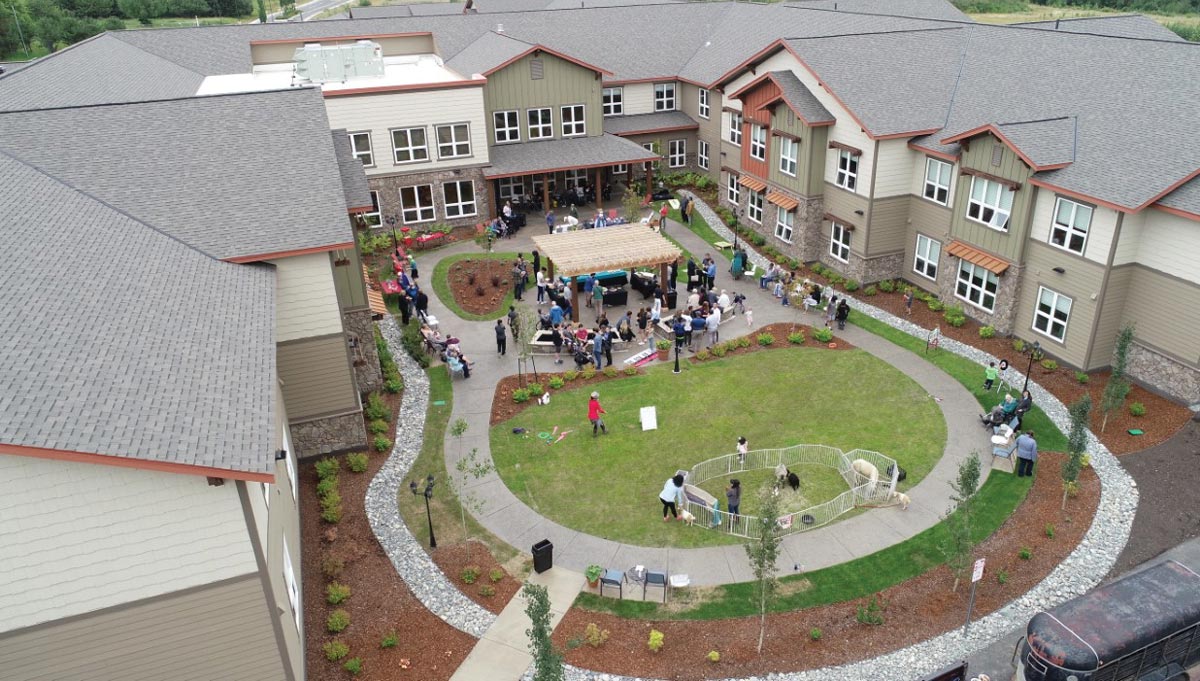 aerial shot of Maple Springs courtyard