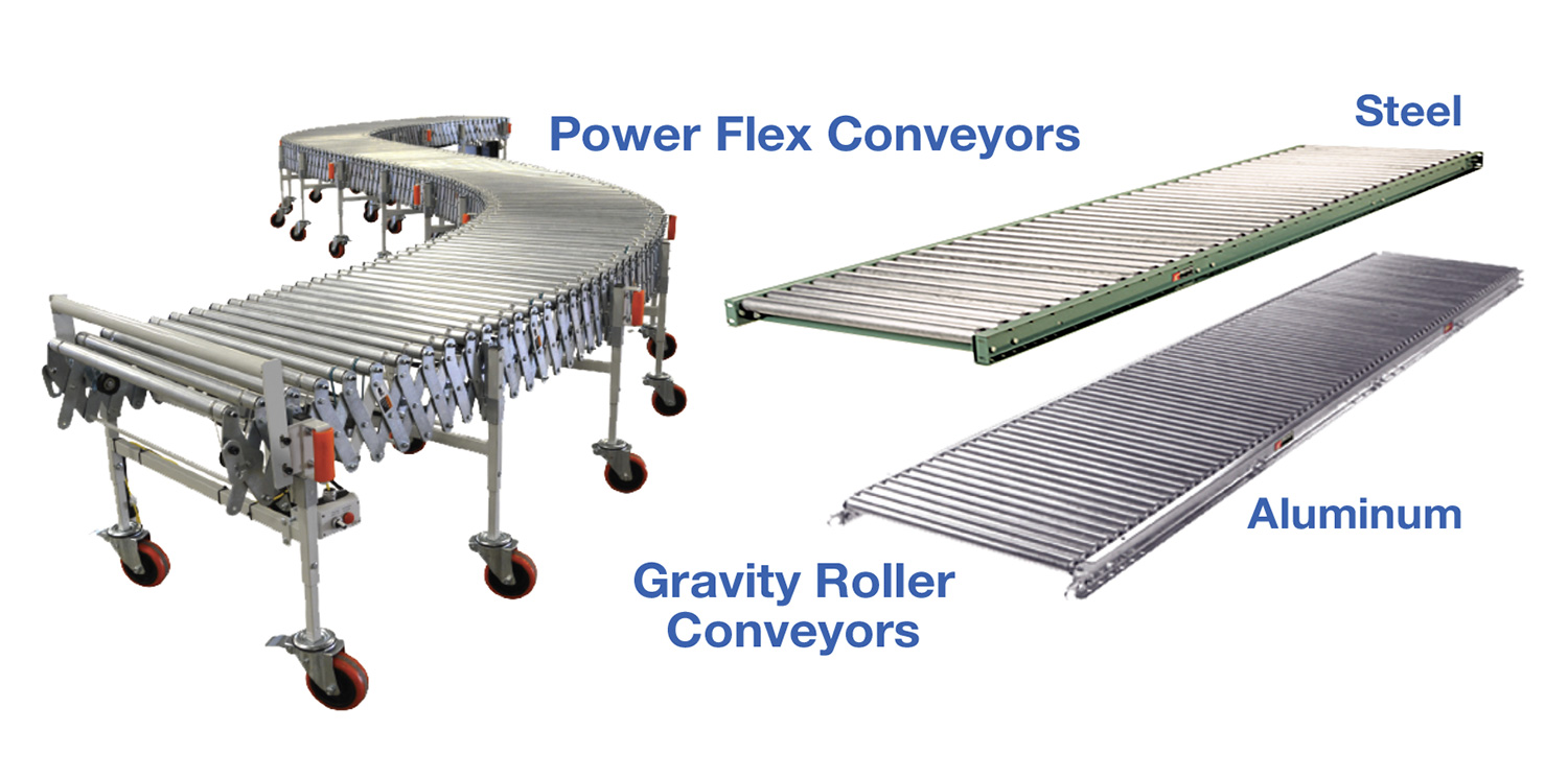 Power Flex Conveyors & Gravity Roller Conveyors (Steel/Aluminum)