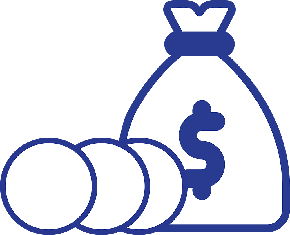 Vector image of a bag of money and coins