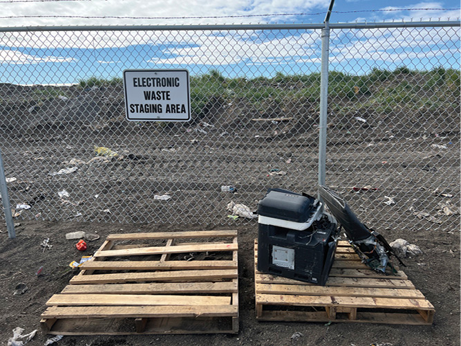 Pallets for electronic recycling staging area