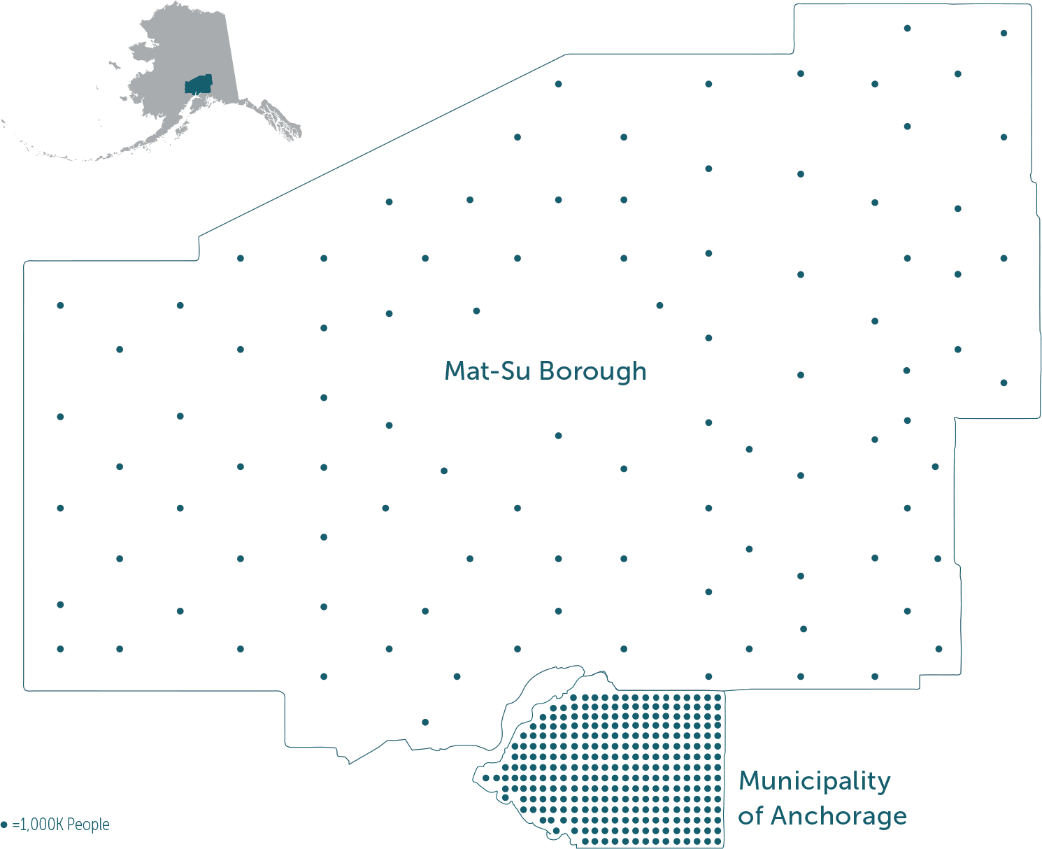 Scale map of Mat-Su Borough and population density