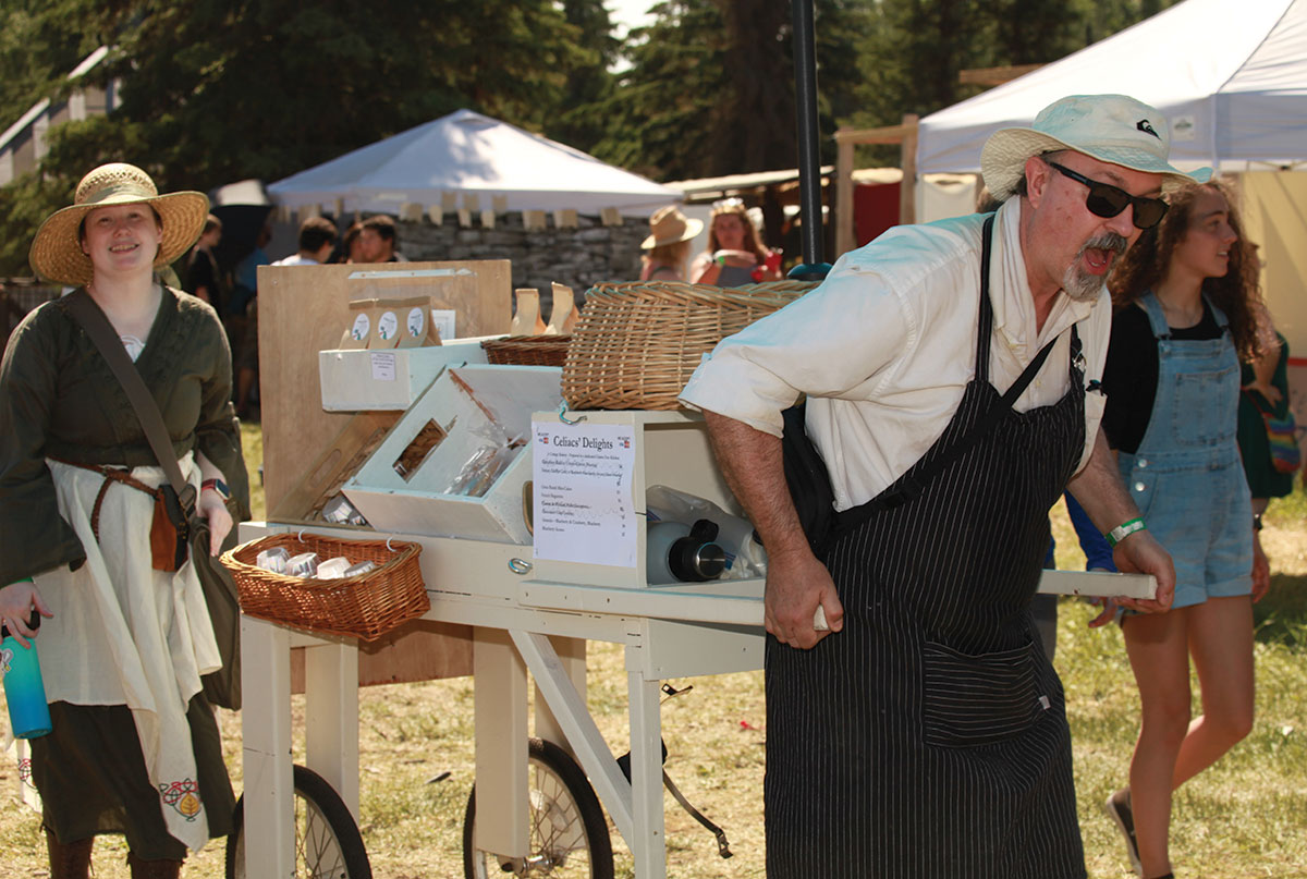 Vendors at the Three Barons Renaissance Fair mainly sell handmade goods, whimsical goods, or whimsical handmade goods.