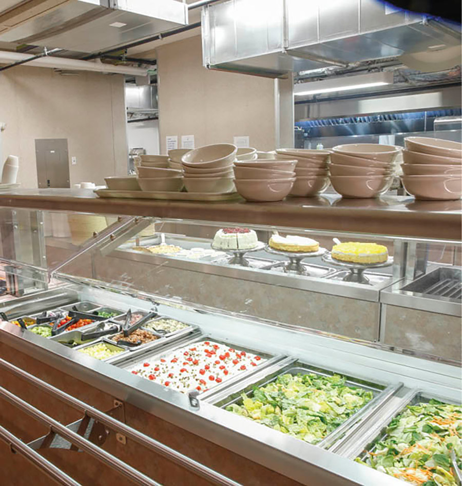 rows of a salad bar