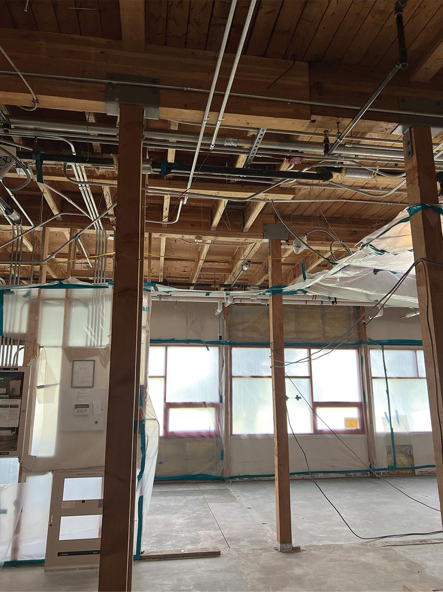 wooden structural support beams