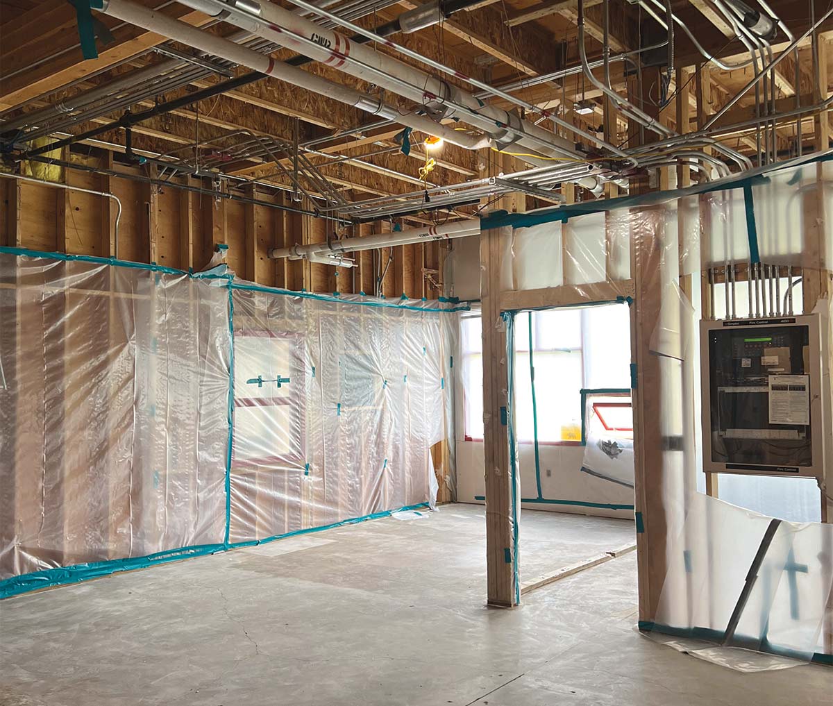 wooden structural support beams