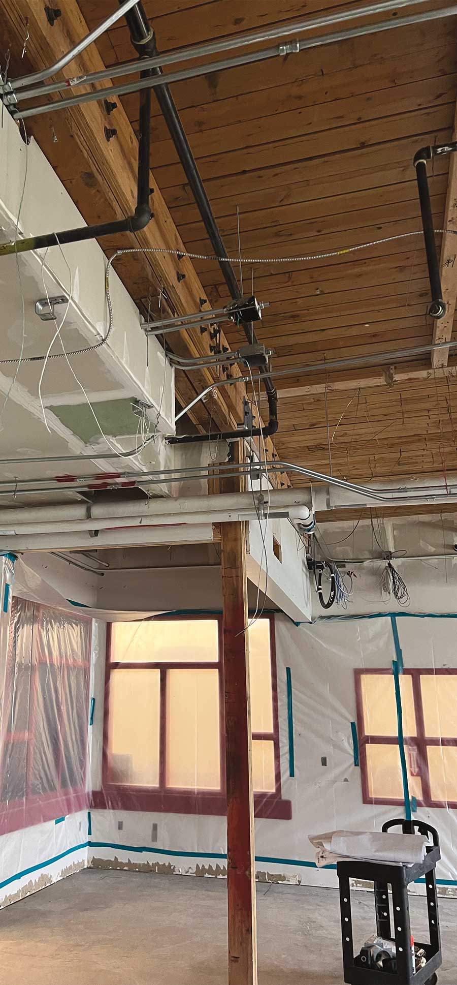 wooden structural support beam