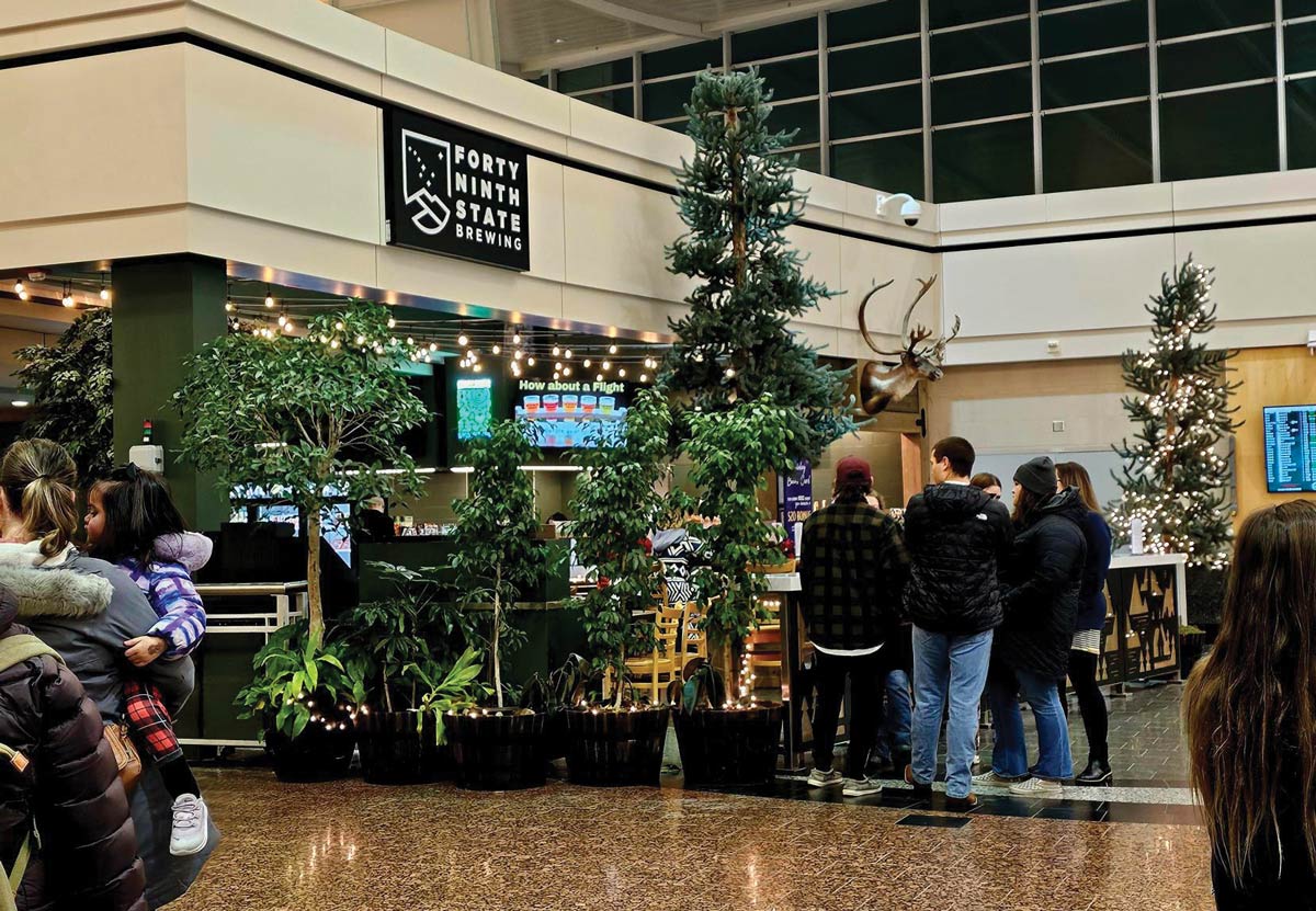 Spruce trees setup in C Concourse entrance