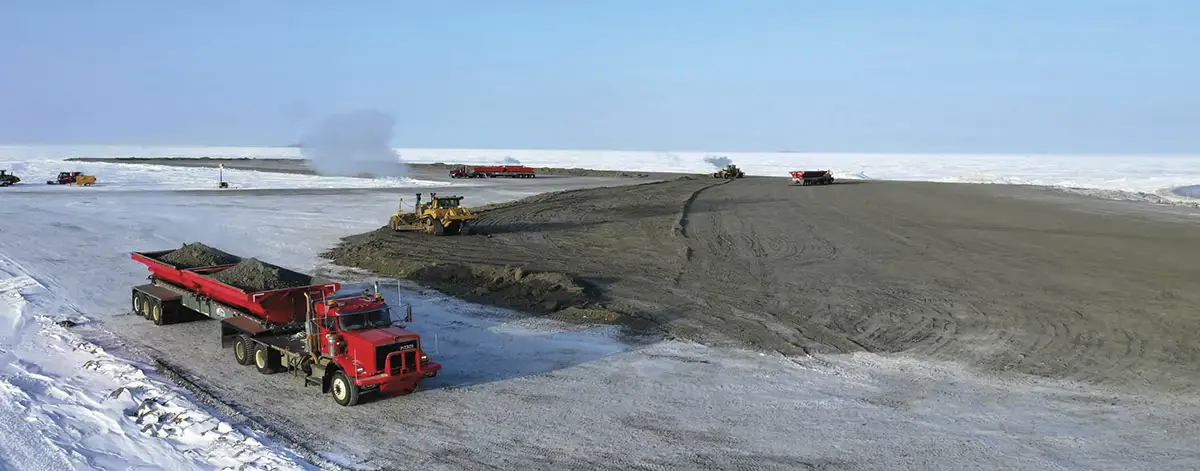 Cruz Construction placing gravel on the Ravn pad