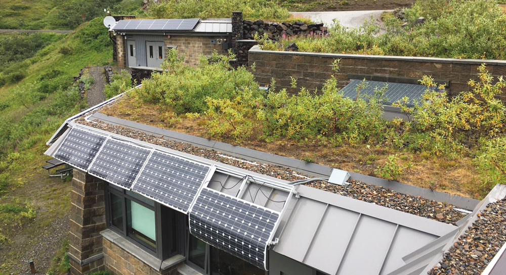 Solar panels are detaching from the roof of Eielson Visitor Center