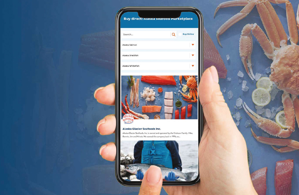 phone with the Alaska Seafood Marketing Institute’s Online Marketplace