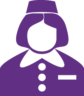 An icon of a flight attendant in a purple uniform, likely used as a visual element in an aviation-related chart or infographic.