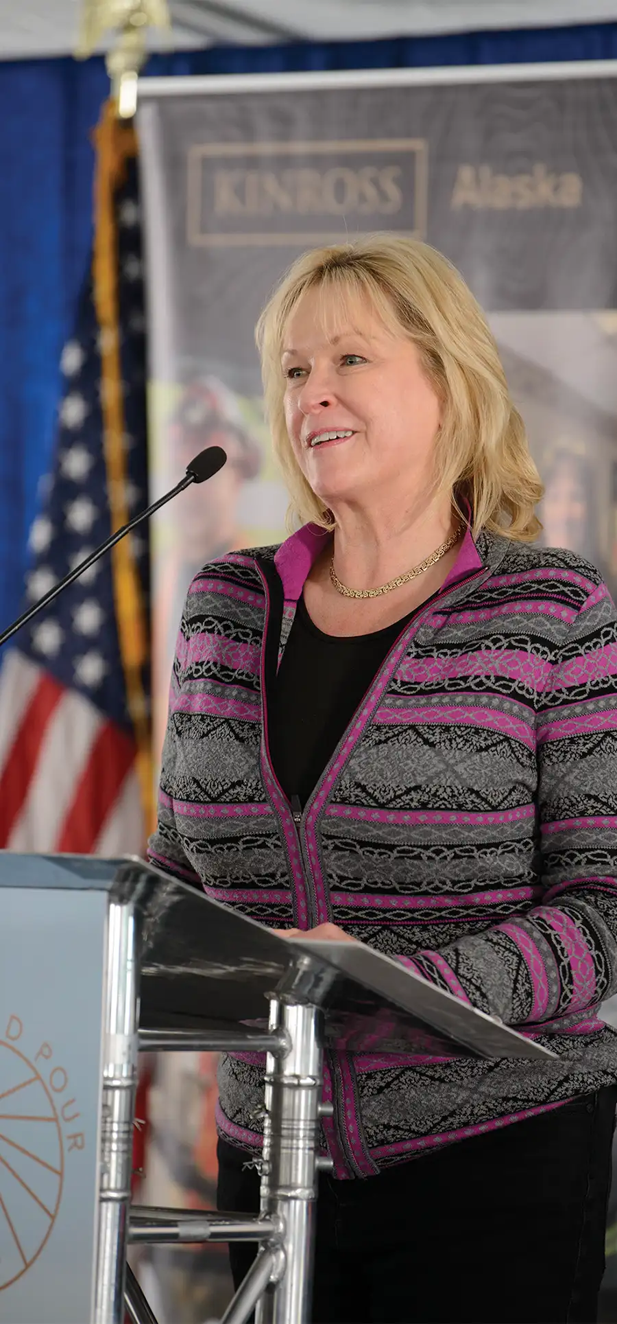 Nancy Dahlstrom at a lectern