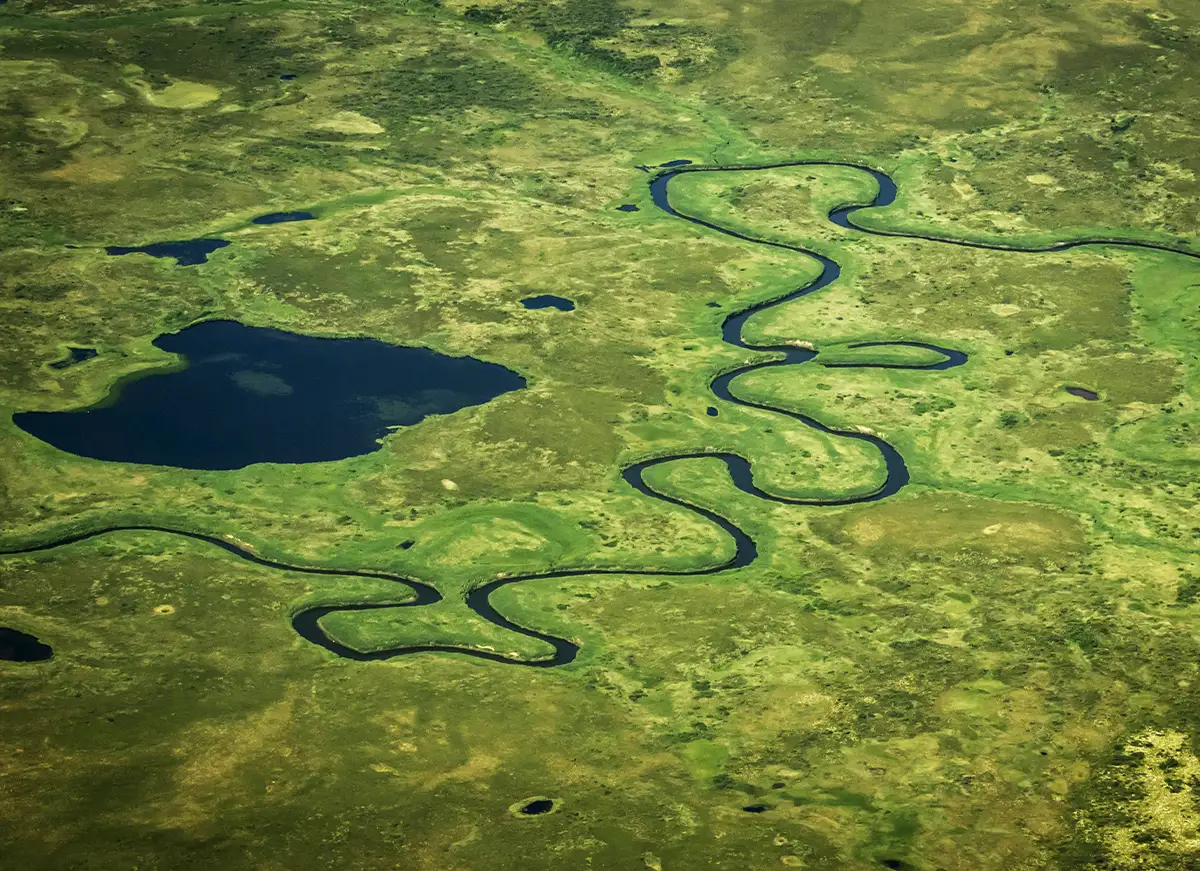 aerial view of Sweetie's Lake and North River