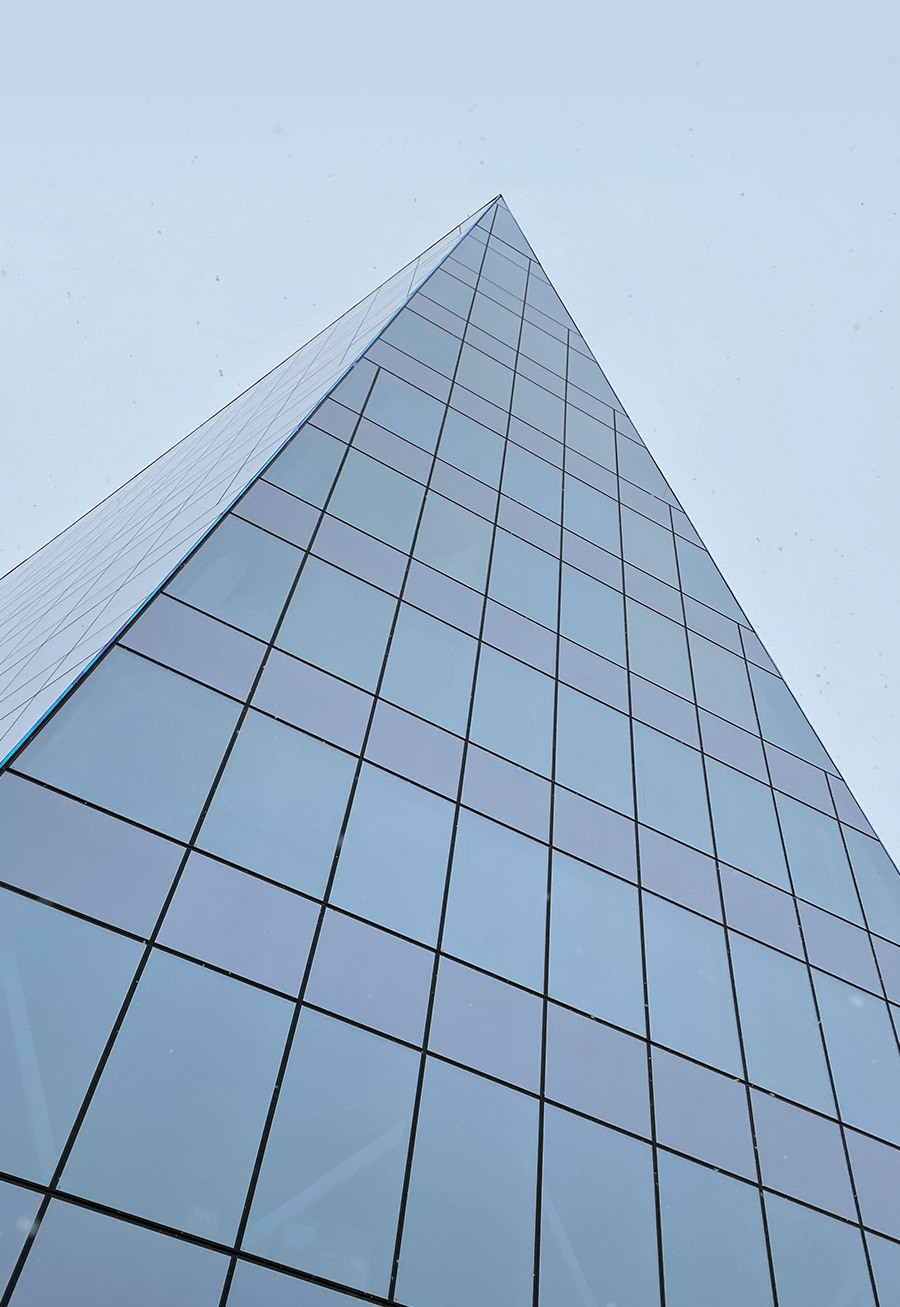 view of a pyramid-shaped building