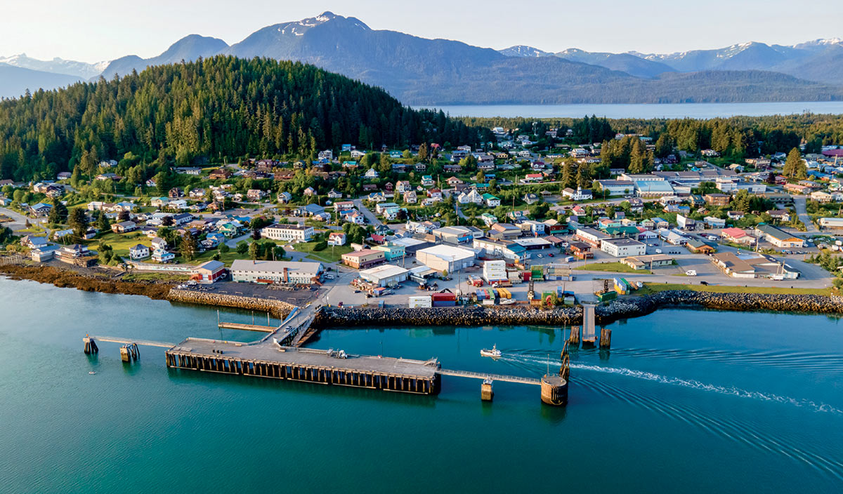 aerial view of Wrangell, Alaska 