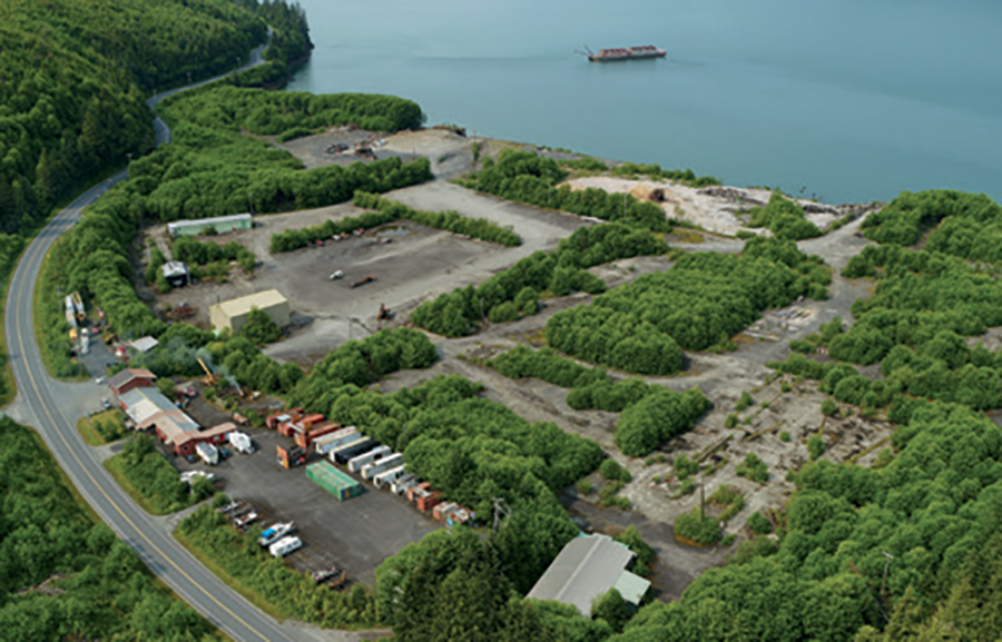 aerial view of construction site on Wrangell, Alaska