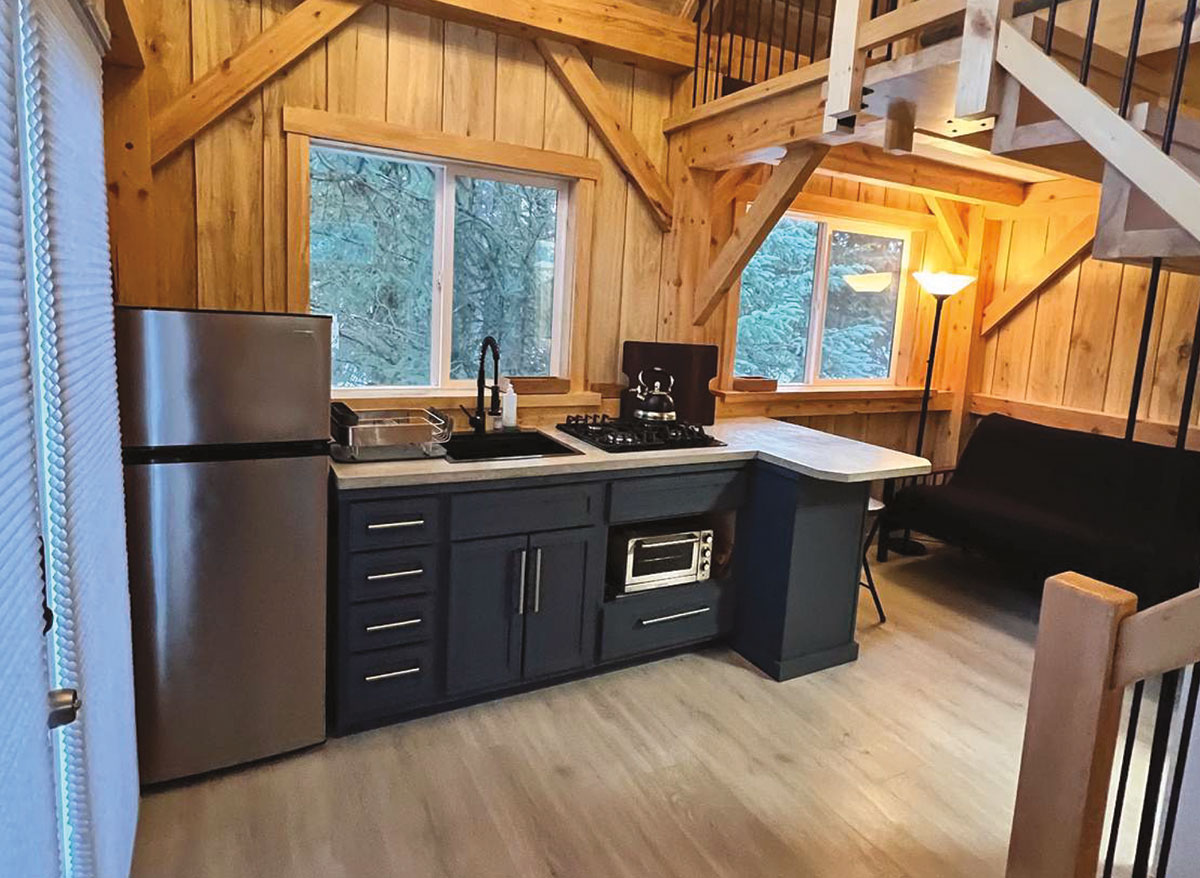 interior cabin view of kitchen area